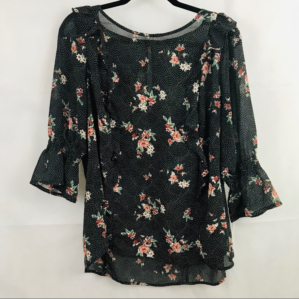 Torrid black floral long sleeve blouse plus size 1